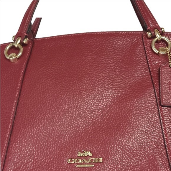 Coach Kacey Pebbled Leather Satchel Handbag Red Gold Hardware Crossbody - Picture 3 of 9